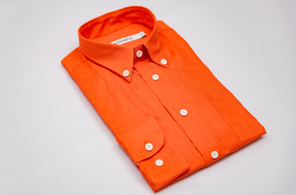 The Linen Button Down - Tangerine